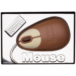 Продуктови Категории Шоколади Weibler PC Мишка 60 гр. - млечен шоколад в дизайн на компютърна мишка с декор от светъл и тъмен шоколад